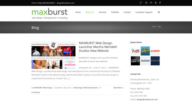 Blog page of #3 Top Corporate Web Design Firm: Maxburst