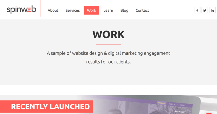 Work page of #12 Top Enterprise Web Design Business: SpinWeb