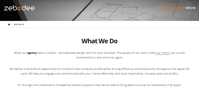 About page of #12 Best Corporate Web Design Firm: Zebedee