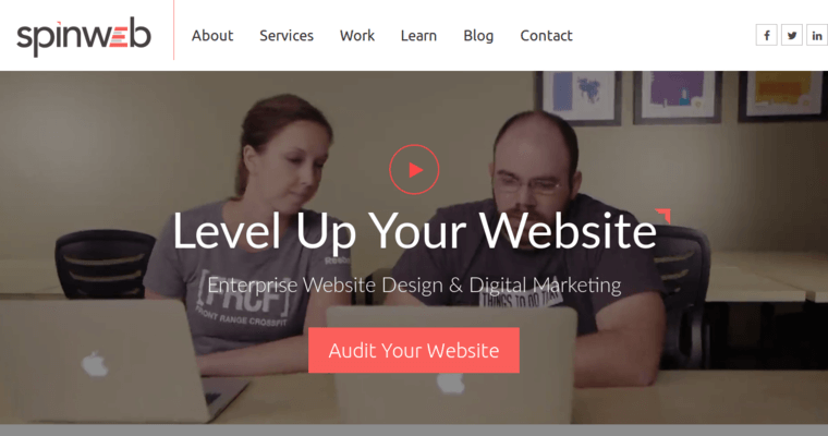 Home page of #12 Best Corporate Web Design Firm: SpinWeb