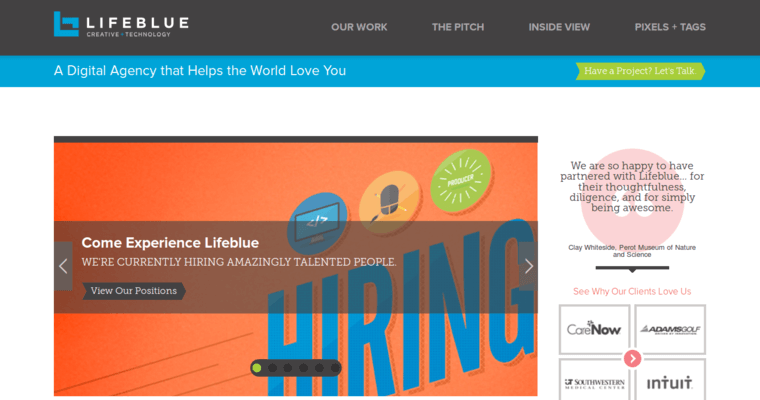 Home page of #8 Best Dallas Web Design Firm: Lifeblue