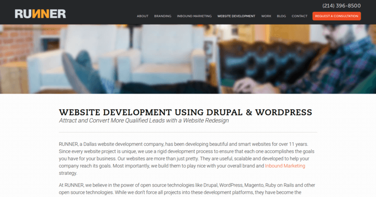 Service page of #10 Best Dallas Website Development Agency: Runner Agency