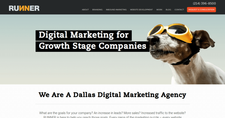 Home page of #8 Top Dallas Web Design Firm: Runner Agency