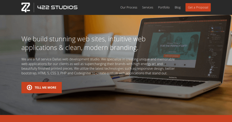 Home page of #5 Best Dallas Web Design Business: 422 Studios