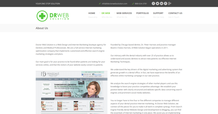 About page of #6 Leading Dental Web Design Business: Doctor Web Solutions