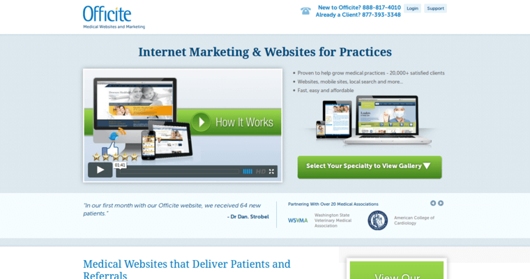 Home page of #6 Best Dental Web Design Business: Officite