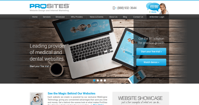 Home page of #4 Best Dental Web Design Business: ProSites