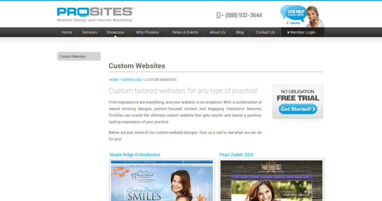 Websites page of #4 Best Dental Web Design Business: ProSites