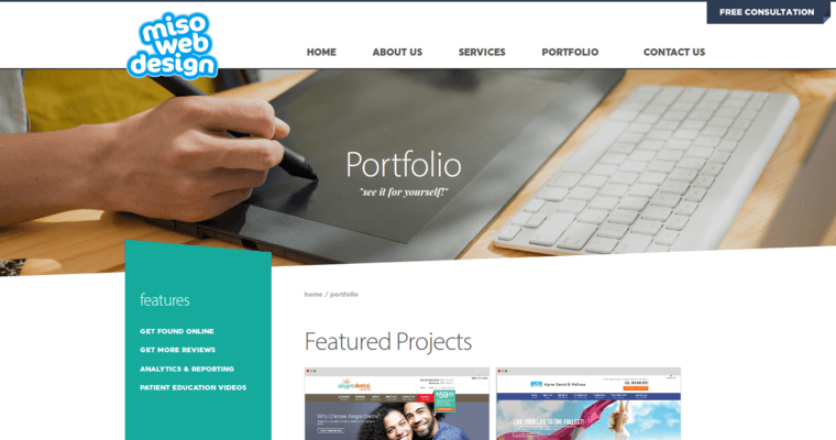 Folio page of #9 Top Dental Web Development Business: Miso Web Design