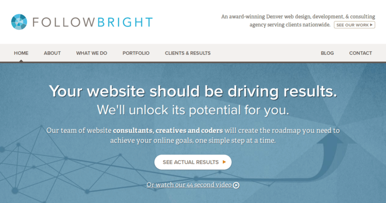 Home page of #3 Top Denver Web Development Firm: Followbright Web Agency