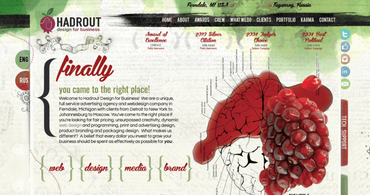 Home page of #5 Top Detroit Web Design Firm: Hadrout Design for Business