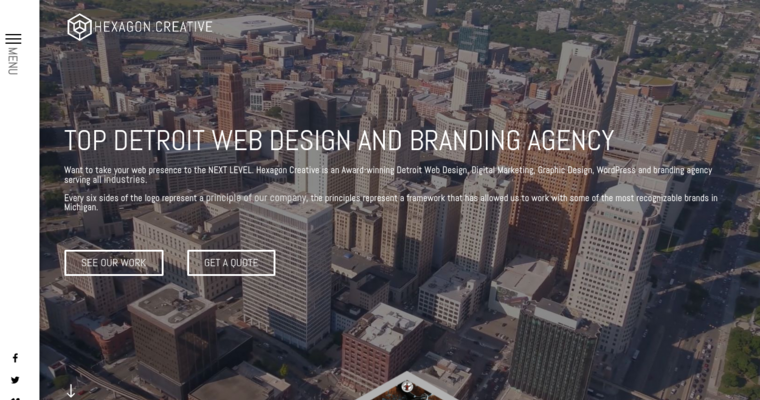 Home page of #3 Best Detroit Web Design Firm: Hexagon Creative