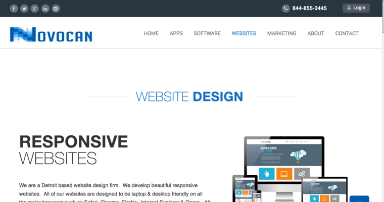 Web Design page of #8 Top Detroit Web Design Company: Novocan