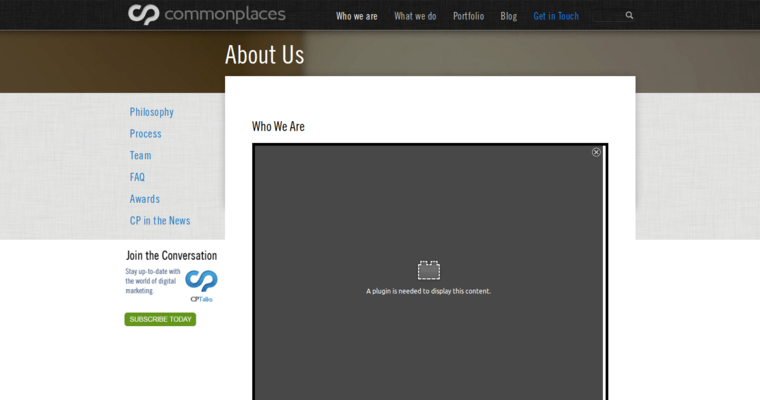 About page of #5 Top Drupal Web Development Company: CommonPlaces