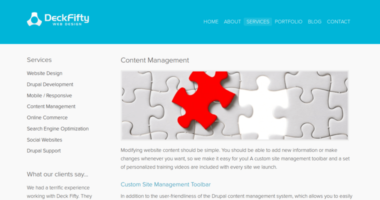 Service page of #6 Best Drupal Website Development Company: Deck Fifty Design