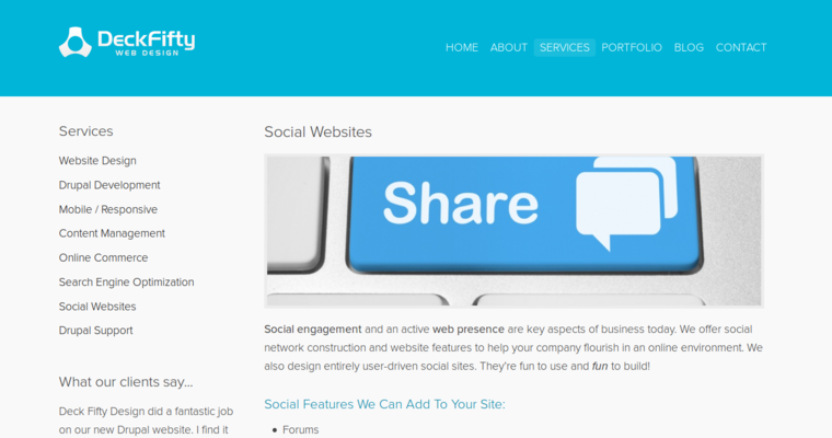 Websites page of #6 Leading Drupal Website Development Company: Deck Fifty Design