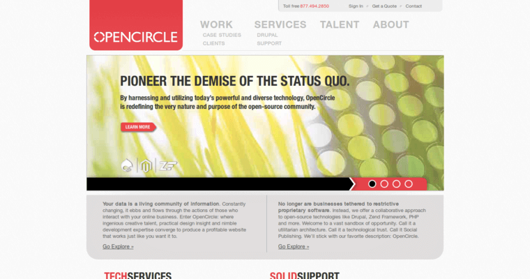 Home page of #10 Best Drupal Web Design Firm: OpenCircle