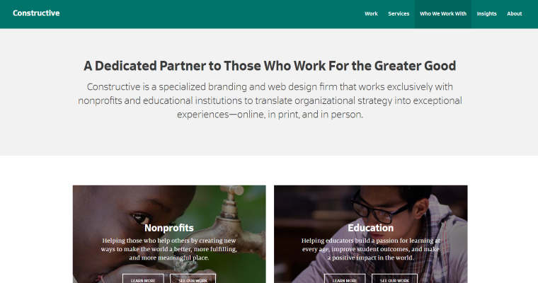 Service page of #5 Top Drupal Website Design Firm: Constructive