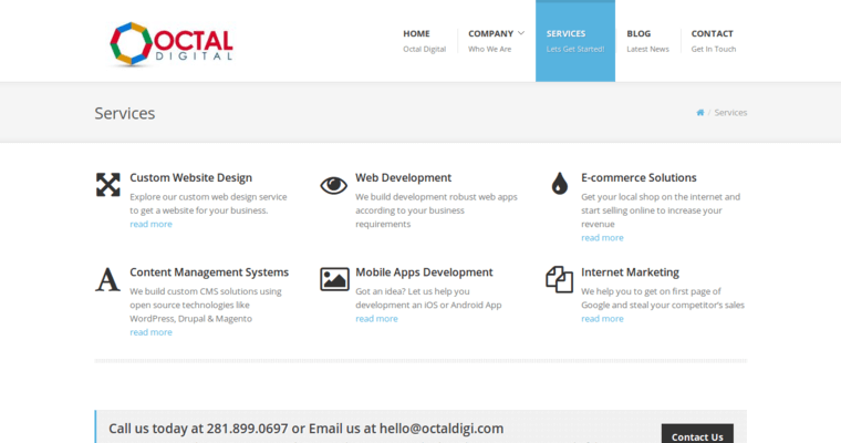 Service page of #7 Best Drupal Website Design Business: Octal Digital