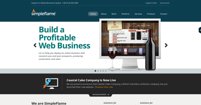 Home page of #10 Leading eCommerce Website Design Business: Simple Flame