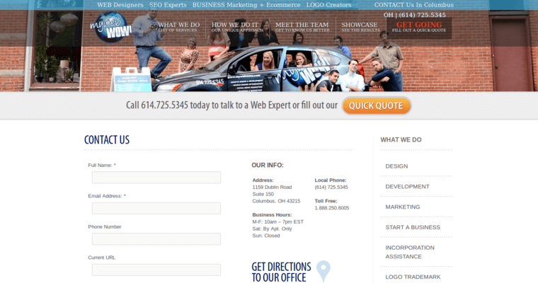 Contact page of #6 Top eCommerce Web Development Company: My Web Wow