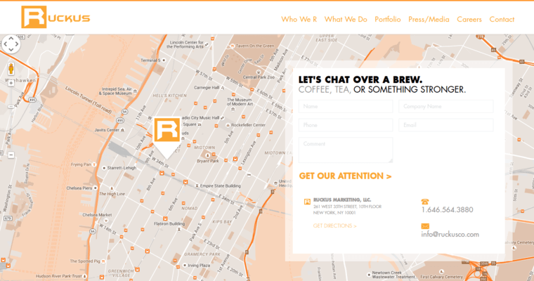 Contact page of #10 Leading eCommerce Website Development Business: Ruckus Marketing