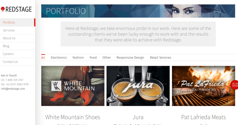 Folio page of #9 Best Enterprise Web Design Company: Redstage