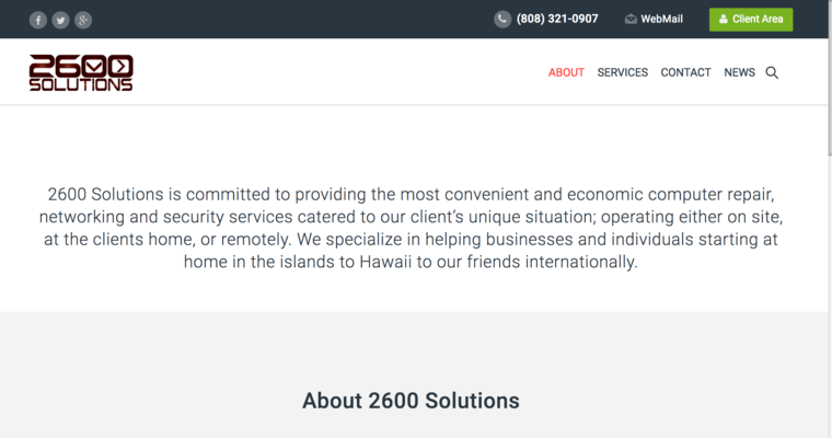 About page of #9 Best Honolulu Web Development Business: 2600 Solutions
