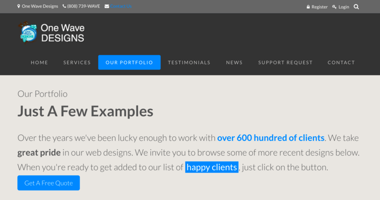 Folio page of #11 Top Honolulu Web Design Firm: One Wave Designs