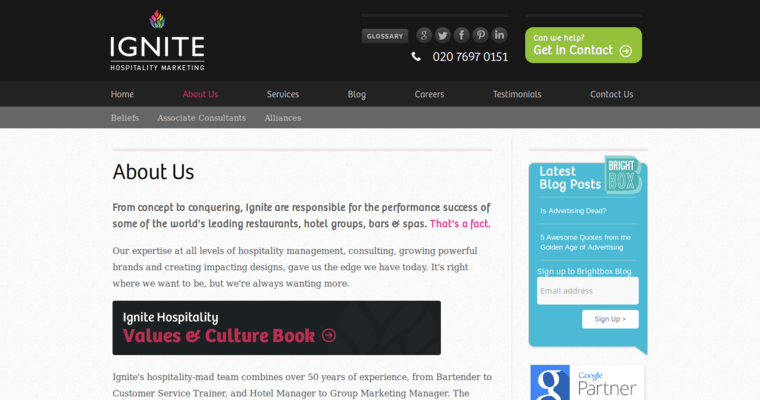 About page of #9 Best Hotel Web Design Firm: Ignite Hospitality
