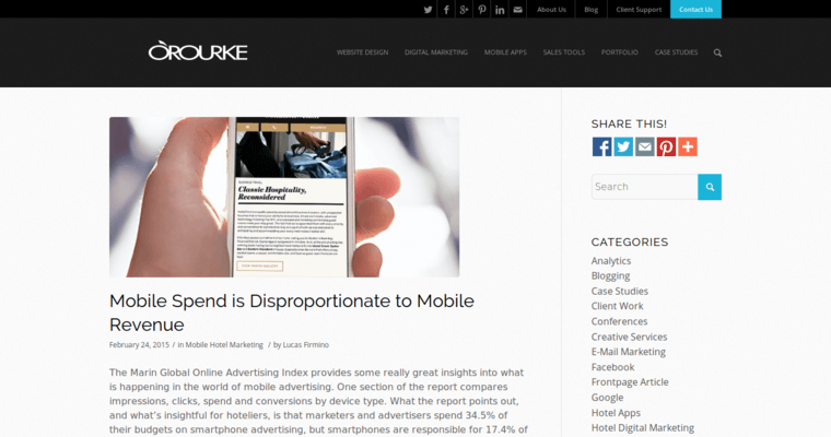 Blog page of #10 Top Hotel Web Development Firm: O'Rourke