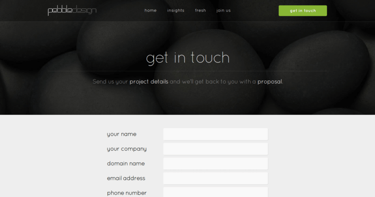 Contact page of #8 Leading Hotel Web Development Company: Pebble Design