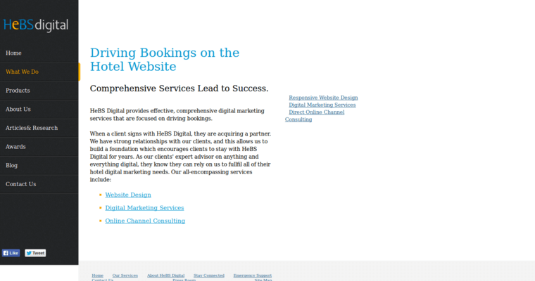 Service page of #7 Best Hotel Web Design Firm: HeBS Digital