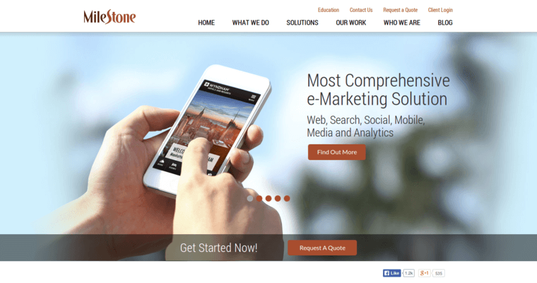 Home page of #4 Best Hotel Web Design Agency: Milestone