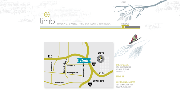 Contact page of #10 Leading Houston Website Development Firm: Limb Design