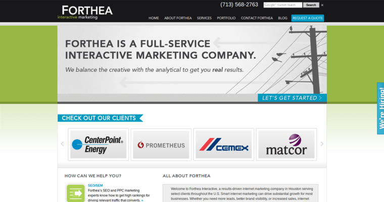 Home page of #6 Leading Houston Website Design Company: Forthea