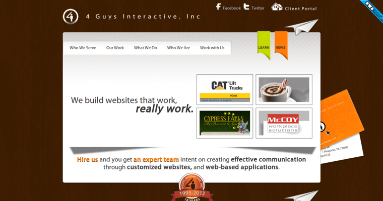 Home page of #5 Best Houston Website Design Business: 4 Guys
