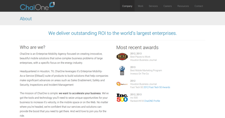 About page of #1 Top Houston Website Design Agency: Chai One