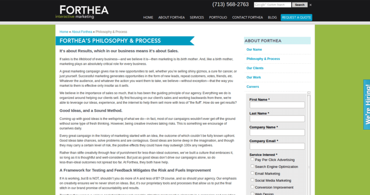 Company page of #9 Leading Houston Web Development Agency: Forthea