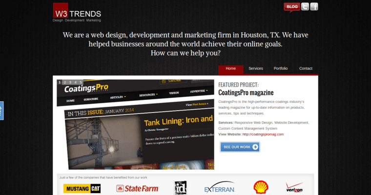 Home page of #8 Leading Houston Web Development Company: W3 Trends Web Design