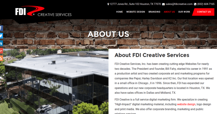 About page of #12 Best Houston Website Development Business: FDI Creative