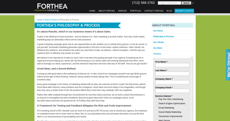Company page of #8 Best Houston Website Development Company: Forthea
