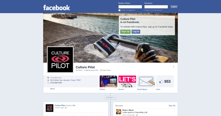 Facebook page of #3 Top Houston Website Design Agency: Culture Pilots
