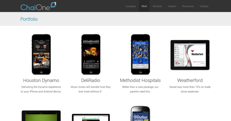 Folio page of #1 Top Houston Web Development Agency: Chai One