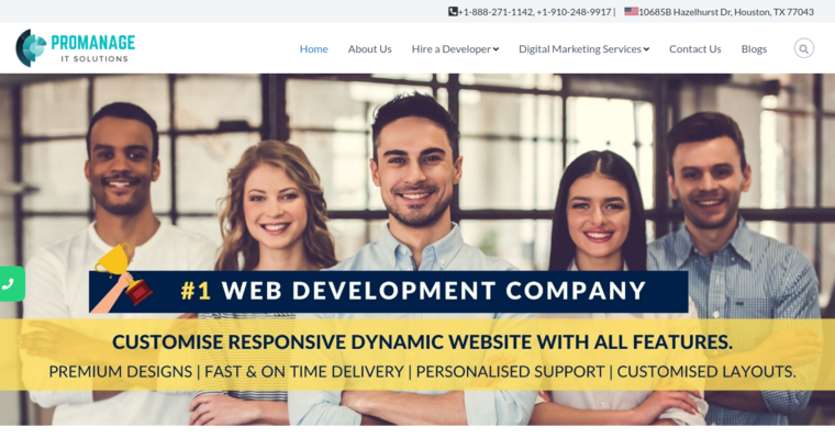 Home page of #7 Top Houston Web Development Agency: Promanage IT Solutions