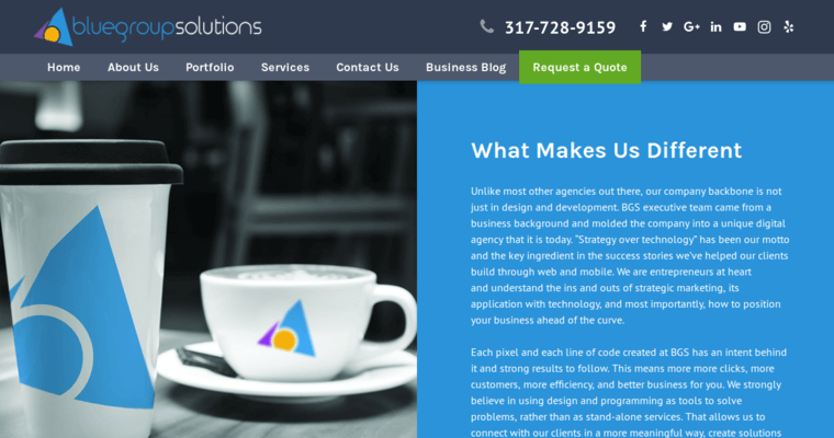 About page of #5 Top Indianapolis Web Development Business: Blue Group Solutions