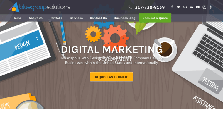 Home page of #5 Top Indianapolis Web Development Agency: Blue Group Solutions