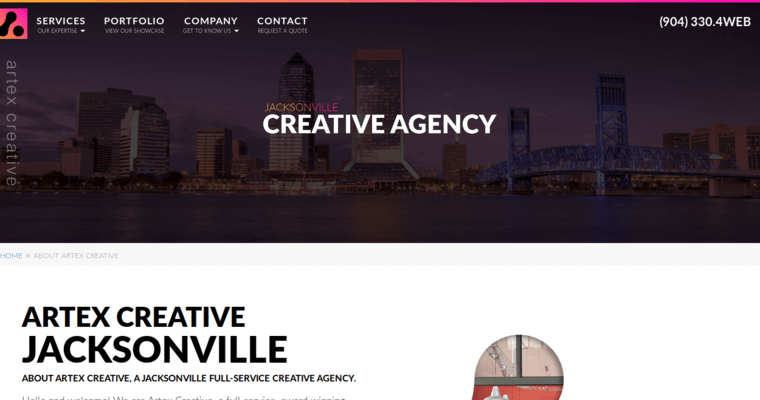 About page of #7 Top Jacksonville Web Development Firm: Artex Creative