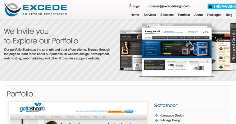 Portfolio page of #9 Best Jacksonville Web Development Firm: Excede Services Inc