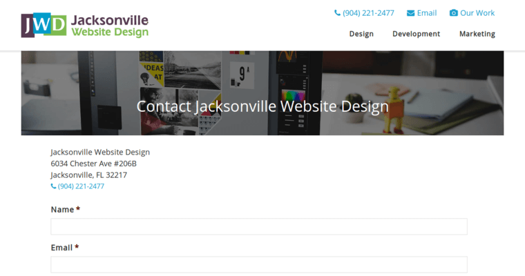 Contact page of #6 Top Jacksonville Web Development Firm: Jacksonville Website Design